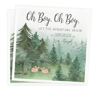 Twin Boy Deer Woodland Baby Shower Napkin