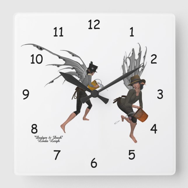 Twin Boy Faeries Wall Clock (Front)
