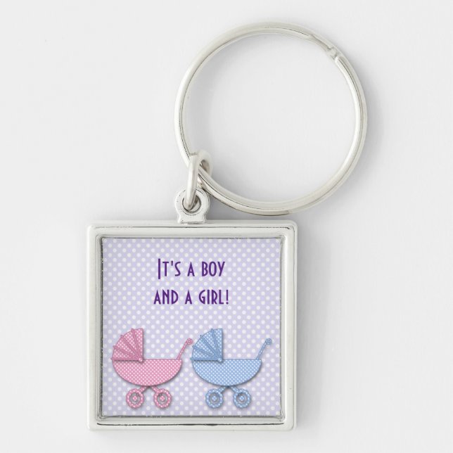 twin boy & girl polka dots key ring (Front)