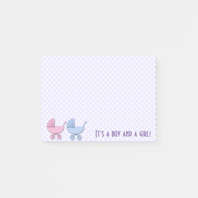 twin boy & girl polka dots - Post-It notes pad (Front)