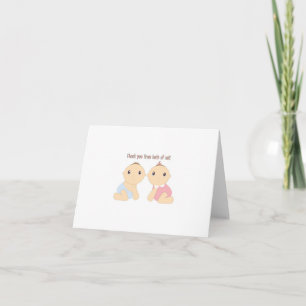 Twin Boy / Girl Thank You Note Card