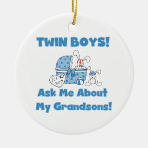 Twin Boy Grandsons Gifts Ceramic Ornament