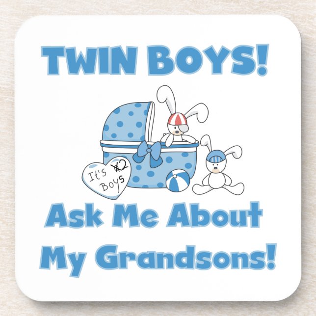 Twin Boy Grandsons Gifts Coaster (Front)