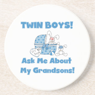 Twin Boy Grandsons Gifts Coaster