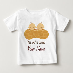 Twin Boy Personalised Babies In A Peanut Baby T-Shirt