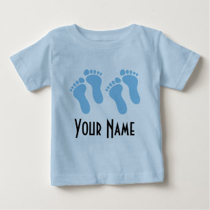 Twin Boy Personalised Baby Footprints Baby T-Shirt