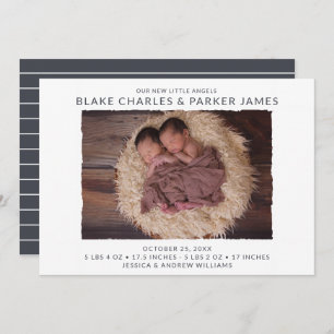 Twin Boy Photo Birth Announcement