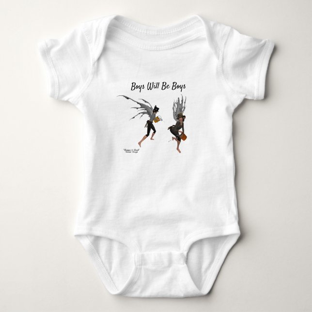 Twin Boy Rain Faeries Baby Bodysuit (Front)