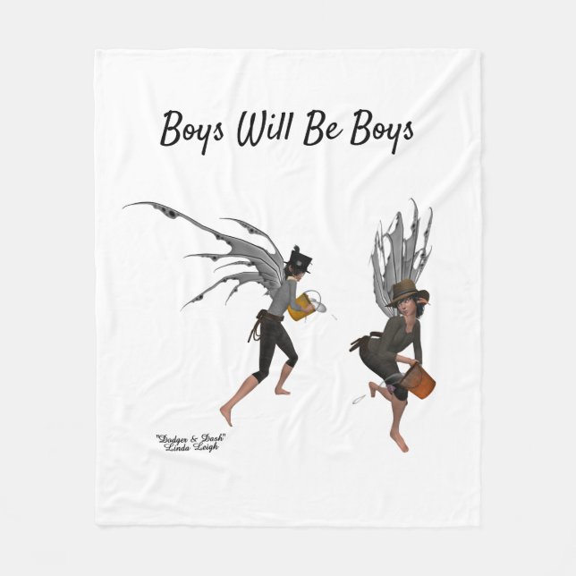 Twin Boy Rain Faeries Fleece Blanket (Front)