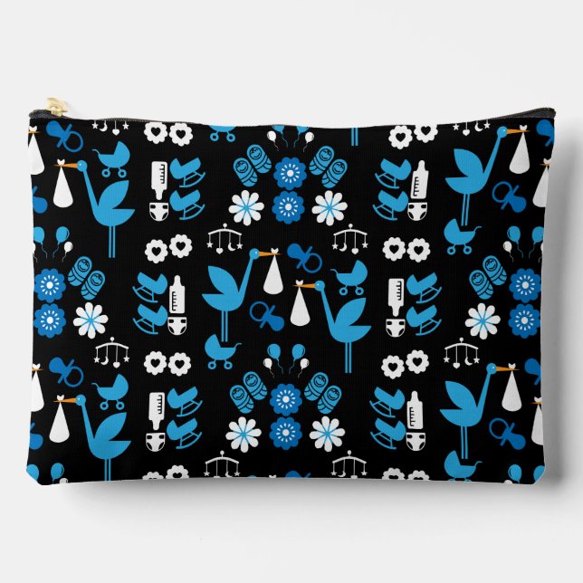Twin Boy Stalk Delivery Blue Accessory Pouch (Front)