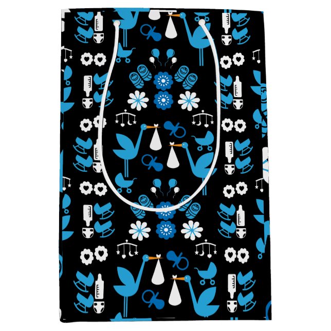 Twin Boy Stalk Delivery Blue Medium Gift Bag (Front)