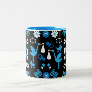 Twin Boy Stalk Delivery Blue Two-Tone Coffee Mug