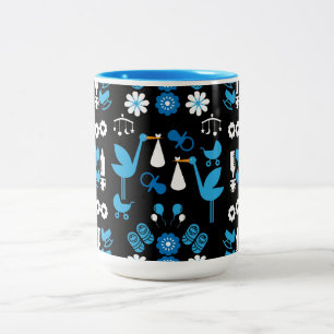 Twin Boy Stalk Delivery Blue Two-Tone Coffee Mug