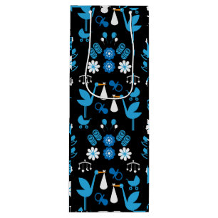 Twin Boy Stalk Delivery Blue Wine Gift Bag
