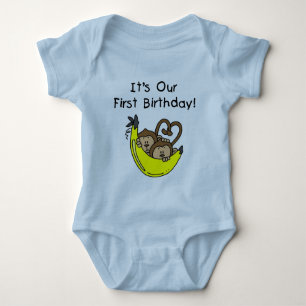 Twin Boys 1st Birthday Monkey Tshirts and Gifts