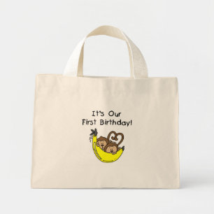 Twin Boys 1st Birthday Monkey Tshirts and Gifts Mini Tote Bag
