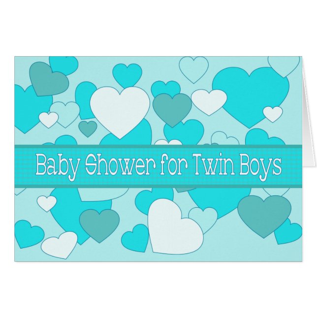Twin Boys Baby Shower Gift Card (Front Horizontal)