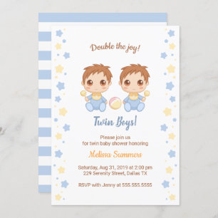 Twin Boys Baby Shower Invitation