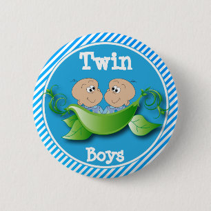 Twin Boys   Baby Shower Theme 6 Cm Round Badge