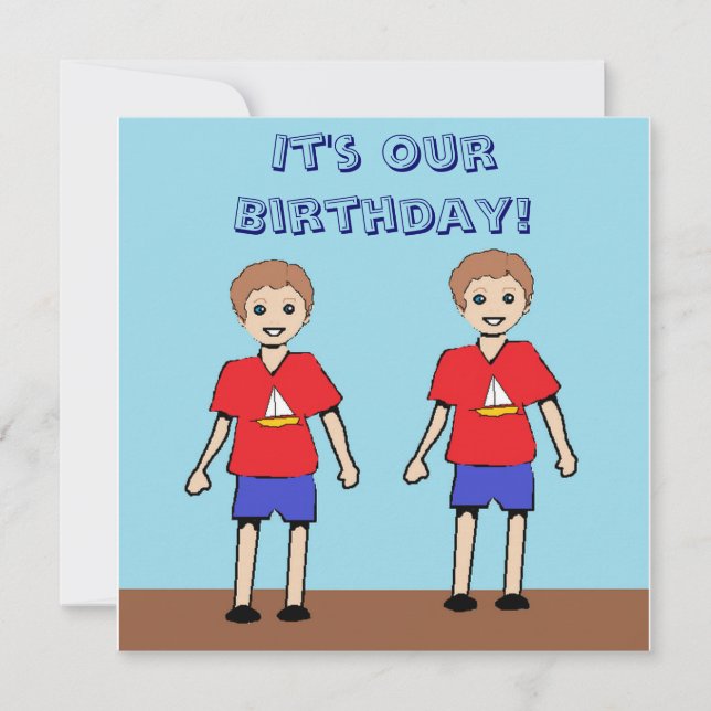 Twin Boys Birthday Invitation (Front)