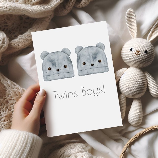 Twin Boys Boho Baby Congratulations Card (Creator Uploaded)