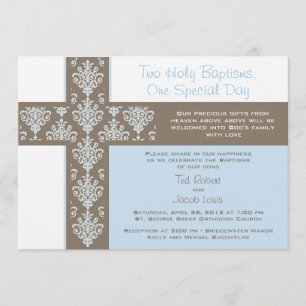 Twin Boys Christening Invitation
