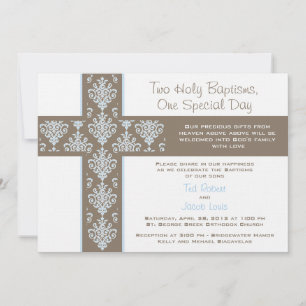 Twin Boys Christening  Invitation
