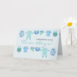 Twin Boys Congratulations Card