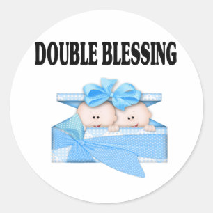 Twin Boys  Double Blessing Classic Round Sticker