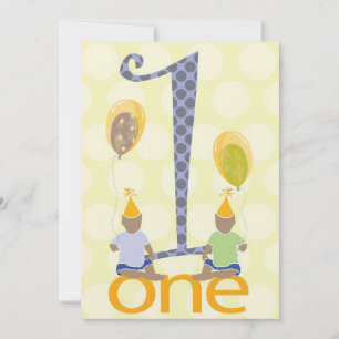 Twin Boys First Birthday Party Invitation