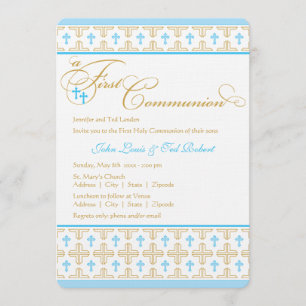 Twin Boys First Communion Invitation