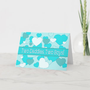 Twin Boys, Gay Parents congratulations Card