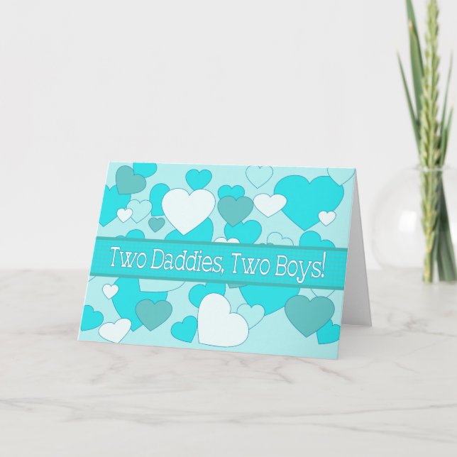 Twin Boys, Gay Parents congratulations Card (Front)