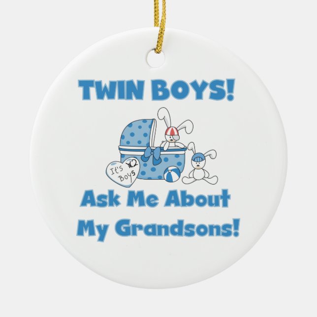 Twin Boys Grandsons Gifts Ceramic Ornament (Front)