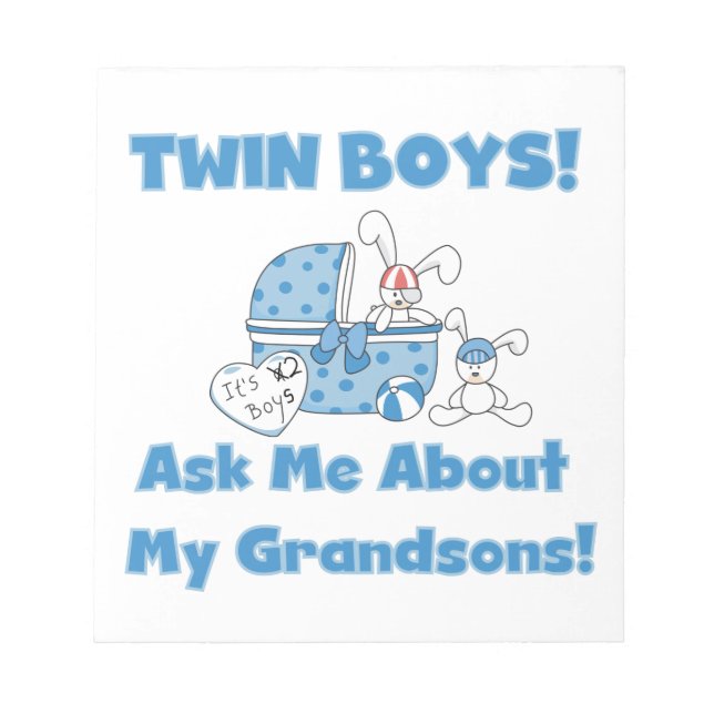 Twin Boys Grandsons Gifts Notepad (Front)