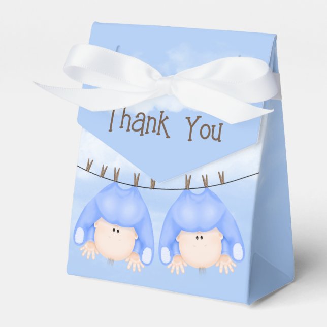 Twin Boys Hanging On Clothesline Favour Box (Front Side)