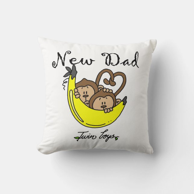 Twin Boys Monkeys New Dad Gifts Cushion (Front)