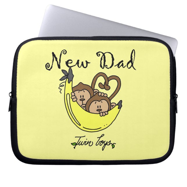 Twin Boys Monkeys New Dad Gifts Laptop Sleeve (Front)