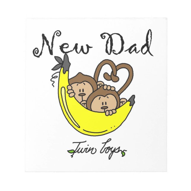 Twin Boys Monkeys New Dad Gifts Notepad (Front)