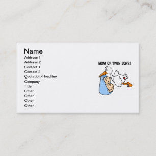 Twin Boys Mum Stork Gifts Calling Card