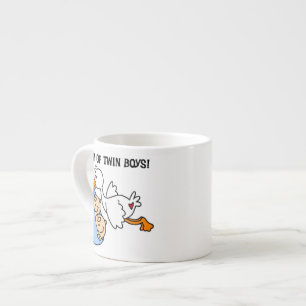 Twin Boys Mum Stork Gifts Espresso Cup