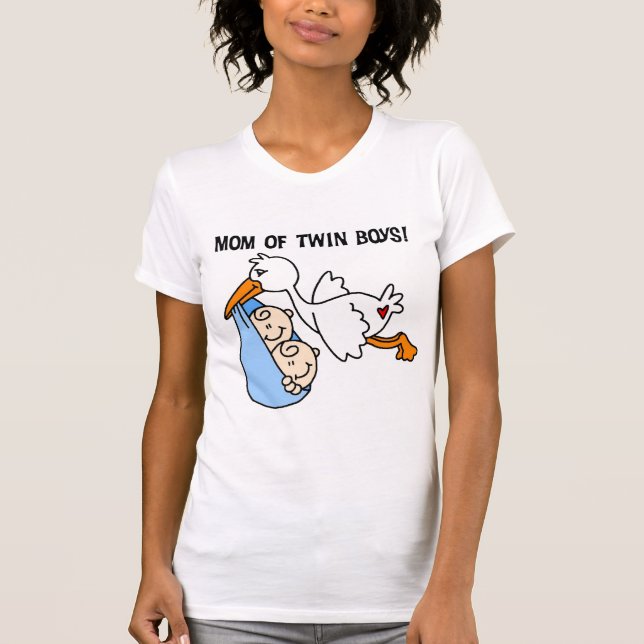 Twin Boys Mum-Stork Tshirts and Gifts (Front)