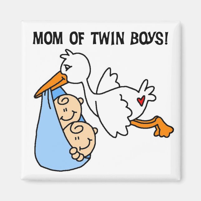 Twin Boys Mum-Stork Tshirts and Gifts Magnet (Front)