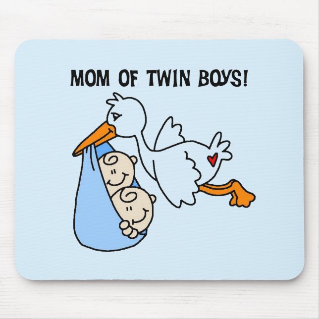 Twin Boys Mum-Stork Tshirts and Gifts Mouse Pad (Front)