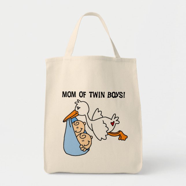 Twin Boys Mum-Stork Tshirts and Gifts Tote Bag (Front)