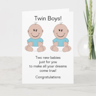 Twin Boys New Born Baby Card