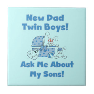 Twin Boys New Dad Gifts Ceramic Tile