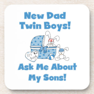 Twin Boys New Dad Gifts Coaster