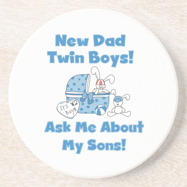 Twin Boys New Dad Gifts Coaster (Front)