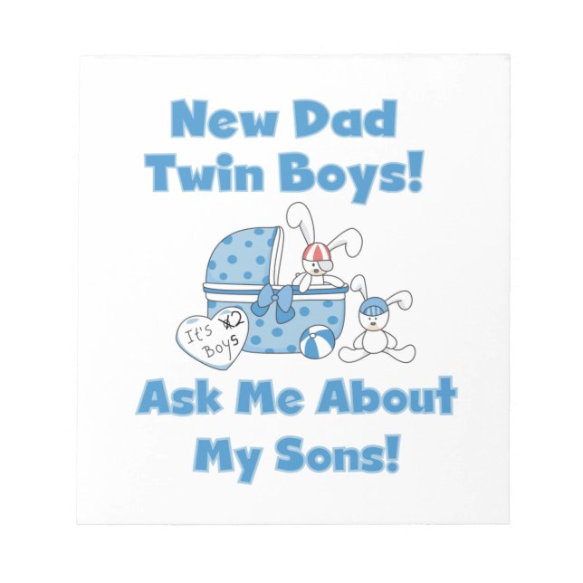 Twin Boys New Dad Gifts Notepad (Front)